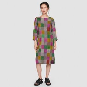 BITTE KAI RAND Chinese Chequers Babydoll Linen Dress Wearable Art Feminine